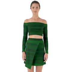 Emerald Green Ombre Off Shoulder Top With Skirt Set by SpinnyChairDesigns