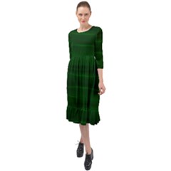 Emerald Green Ombre Ruffle End Midi Chiffon Dress by SpinnyChairDesigns