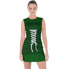 Emerald Green Ombre Lace Up Front Bodycon Dress by SpinnyChairDesigns