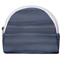 Faded Denim Blue Grey Ombre Horseshoe Style Canvas Pouch