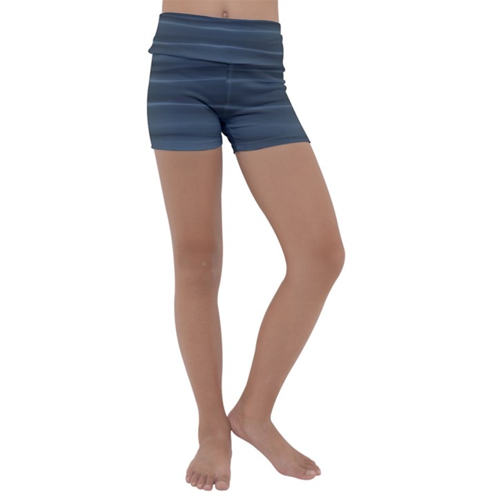 Faded Denim Blue Grey Ombre Kids  Lightweight Velour Yoga Shorts