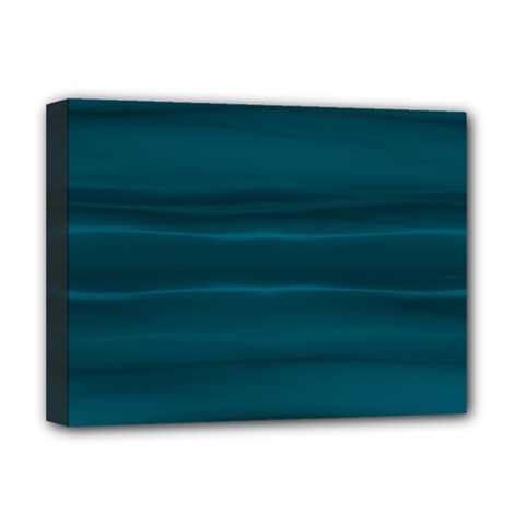 Teal Blue Ombre Deluxe Canvas 16  X 12  (stretched)  by SpinnyChairDesigns