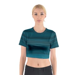 Teal Blue Ombre Cotton Crop Top by SpinnyChairDesigns