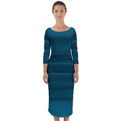 Teal Blue Ombre Quarter Sleeve Midi Bodycon Dress by SpinnyChairDesigns