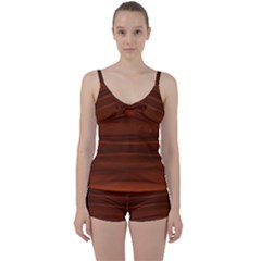 Cinnamon And Rust Ombre Tie Front Two Piece Tankini by SpinnyChairDesigns