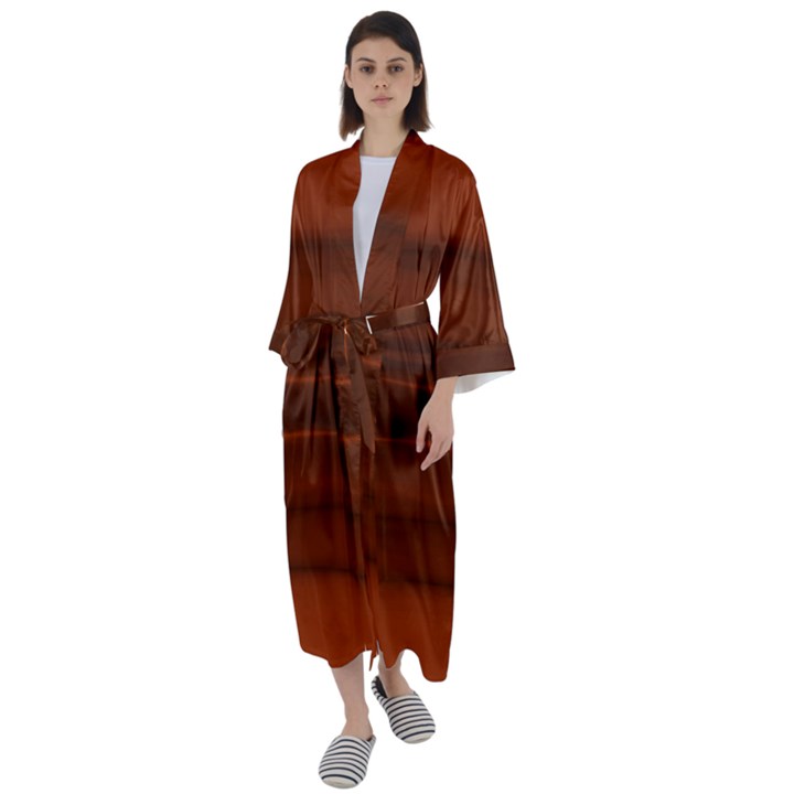 Cinnamon and Rust Ombre Maxi Satin Kimono