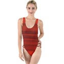 Scarlet Red Ombre High Leg Strappy Swimsuit View1