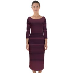 Burgundy Wine Ombre Quarter Sleeve Midi Bodycon Dress by SpinnyChairDesigns