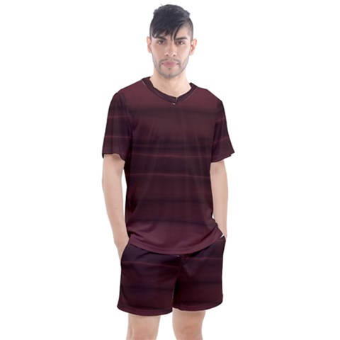 Burgundy Wine Ombre Men s Mesh Tee And Shorts Set by SpinnyChairDesigns