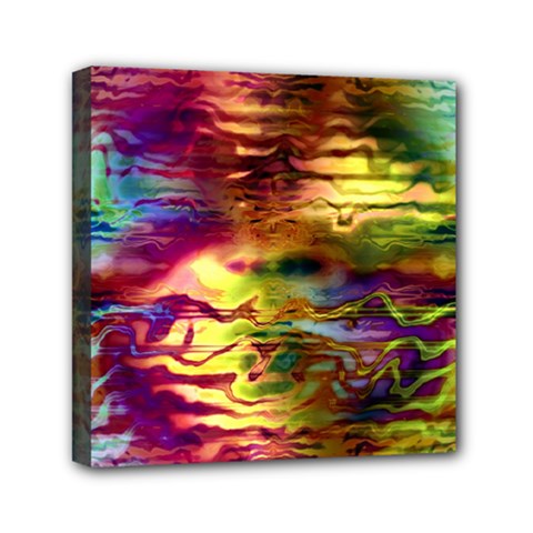 Electric Tie Dye Colors Mini Canvas 6  X 6  (stretched) by SpinnyChairDesigns