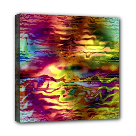 Electric Tie Dye Colors Mini Canvas 8  X 8  (stretched) by SpinnyChairDesigns