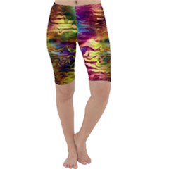 Electric Tie Dye Colors Cropped Leggings  by SpinnyChairDesigns