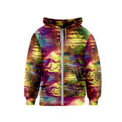 Electric Tie Dye Colors Kids  Zipper Hoodie by SpinnyChairDesigns