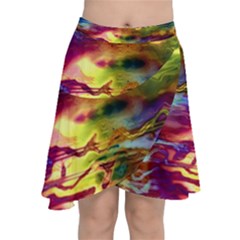 Electric Tie Dye Colors Chiffon Wrap Front Skirt by SpinnyChairDesigns