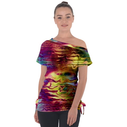 Electric Tie Dye Colors Tie-up Tee by SpinnyChairDesigns