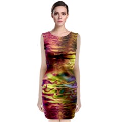 Electric Tie Dye Colors Sleeveless Velvet Midi Dress by SpinnyChairDesigns