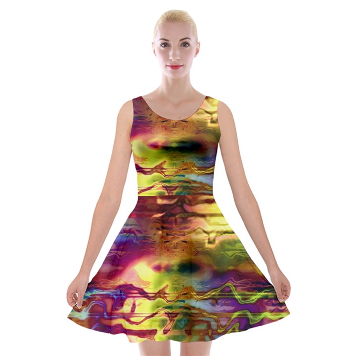 Electric Tie Dye Colors Velvet Skater Dress