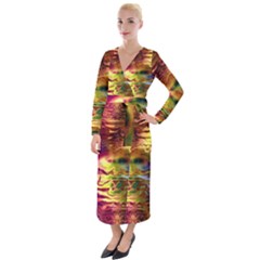 Electric Tie Dye Colors Velvet Maxi Wrap Dress by SpinnyChairDesigns