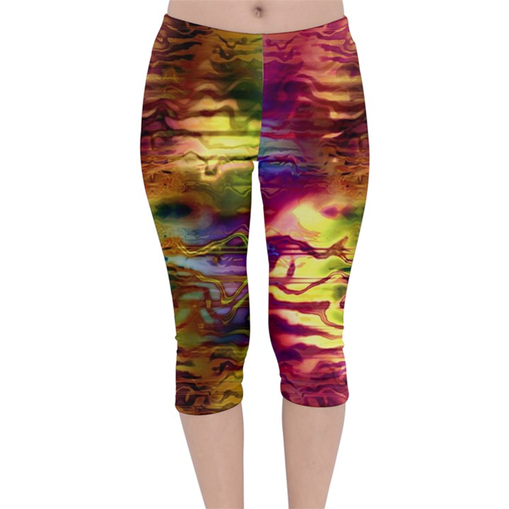 Electric Tie Dye Colors Velvet Capri Leggings 