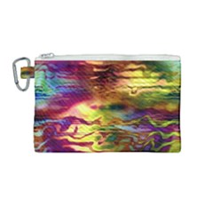 Electric Tie Dye Colors Canvas Cosmetic Bag (medium) by SpinnyChairDesigns