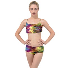 Electric Tie Dye Colors Layered Top Bikini Set