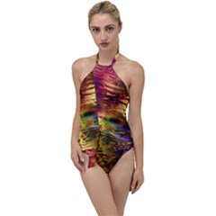 Electric Tie Dye Colors Go With The Flow One Piece Swimsuit by SpinnyChairDesigns