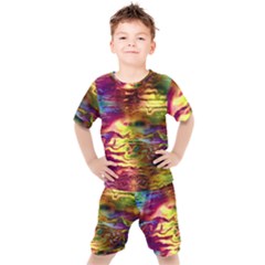 Electric Tie Dye Colors Kids  Tee And Shorts Set by SpinnyChairDesigns