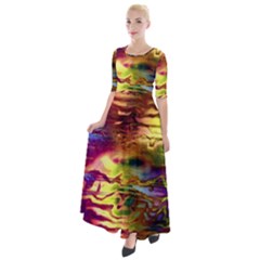 Electric Tie Dye Colors Half Sleeves Maxi Dress by SpinnyChairDesigns