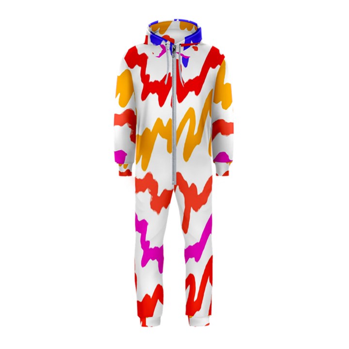 Multicolored Scribble Abstract Pattern Hooded Jumpsuit (Kids)