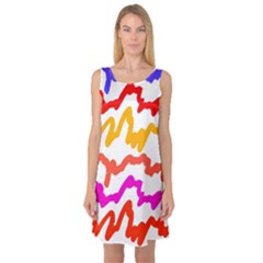 Multicolored Scribble Abstract Pattern Sleeveless Satin Nightdress by dflcprintsclothing