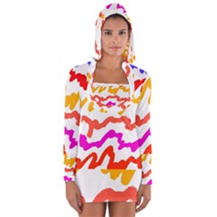 Multicolored Scribble Abstract Pattern Long Sleeve Hooded T-shirt by dflcprintsclothing