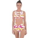 Multicolored Scribble Abstract Pattern Bandaged Up Bikini Set  View1