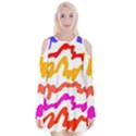 Multicolored Scribble Abstract Pattern Velvet Long Sleeve Shoulder Cutout Dress View1