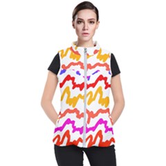 Multicolored Scribble Abstract Pattern Women s Puffer Vest by dflcprintsclothing