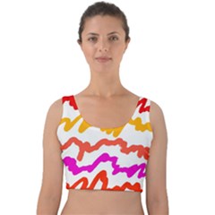 Multicolored Scribble Abstract Pattern Velvet Crop Top by dflcprintsclothing