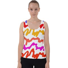 Multicolored Scribble Abstract Pattern Velvet Tank Top by dflcprintsclothing