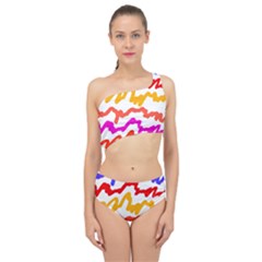 Multicolored Scribble Abstract Pattern Spliced Up Two Piece Swimsuit by dflcprintsclothing