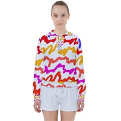 Multicolored Scribble Abstract Pattern Women s Tie Up Sweat by dflcprintsclothing