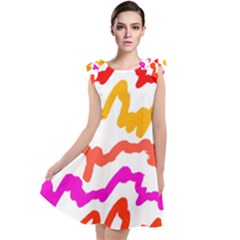 Multicolored Scribble Abstract Pattern Tie Up Tunic Dress by dflcprintsclothing