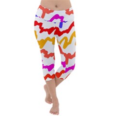 Multicolored Scribble Abstract Pattern Lightweight Velour Capri Yoga Leggings by dflcprintsclothing