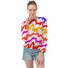 Multicolored Scribble Abstract Pattern Banded Bottom Chiffon Top by dflcprintsclothing