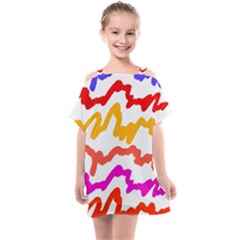 Multicolored Scribble Abstract Pattern Kids  One Piece Chiffon Dress by dflcprintsclothing