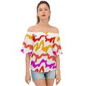 Multicolored Scribble Abstract Pattern Off Shoulder Short Sleeve Top View1