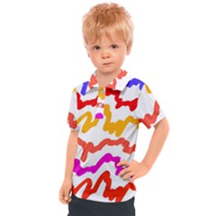 Multicolored Scribble Abstract Pattern Kids  Polo Tee