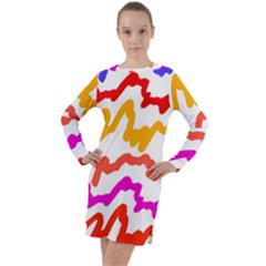 Multicolored Scribble Abstract Pattern Long Sleeve Hoodie Dress by dflcprintsclothing