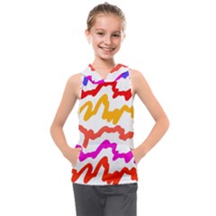 Multicolored Scribble Abstract Pattern Kids  Sleeveless Hoodie by dflcprintsclothing