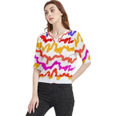 Multicolored Scribble Abstract Pattern Quarter Sleeve Blouse