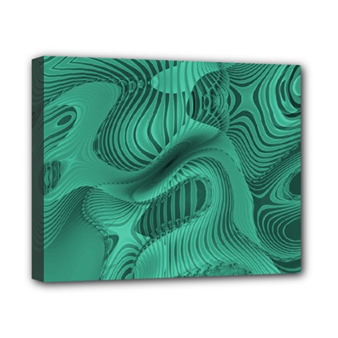 Biscay Green Swirls Canvas 10  X 8  (stretched) by SpinnyChairDesigns