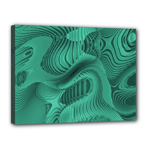 Biscay Green Swirls Canvas 16  X 12  (stretched) by SpinnyChairDesigns