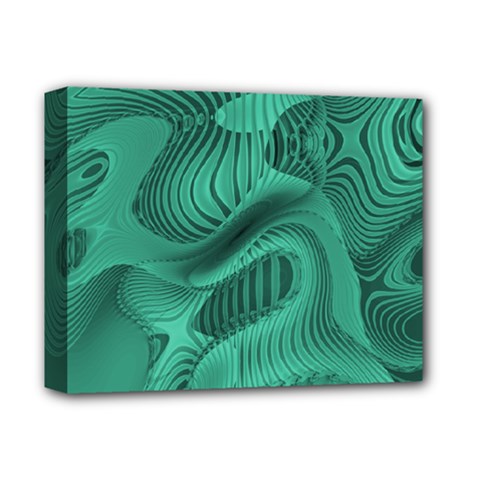 Biscay Green Swirls Deluxe Canvas 14  X 11  (stretched) by SpinnyChairDesigns